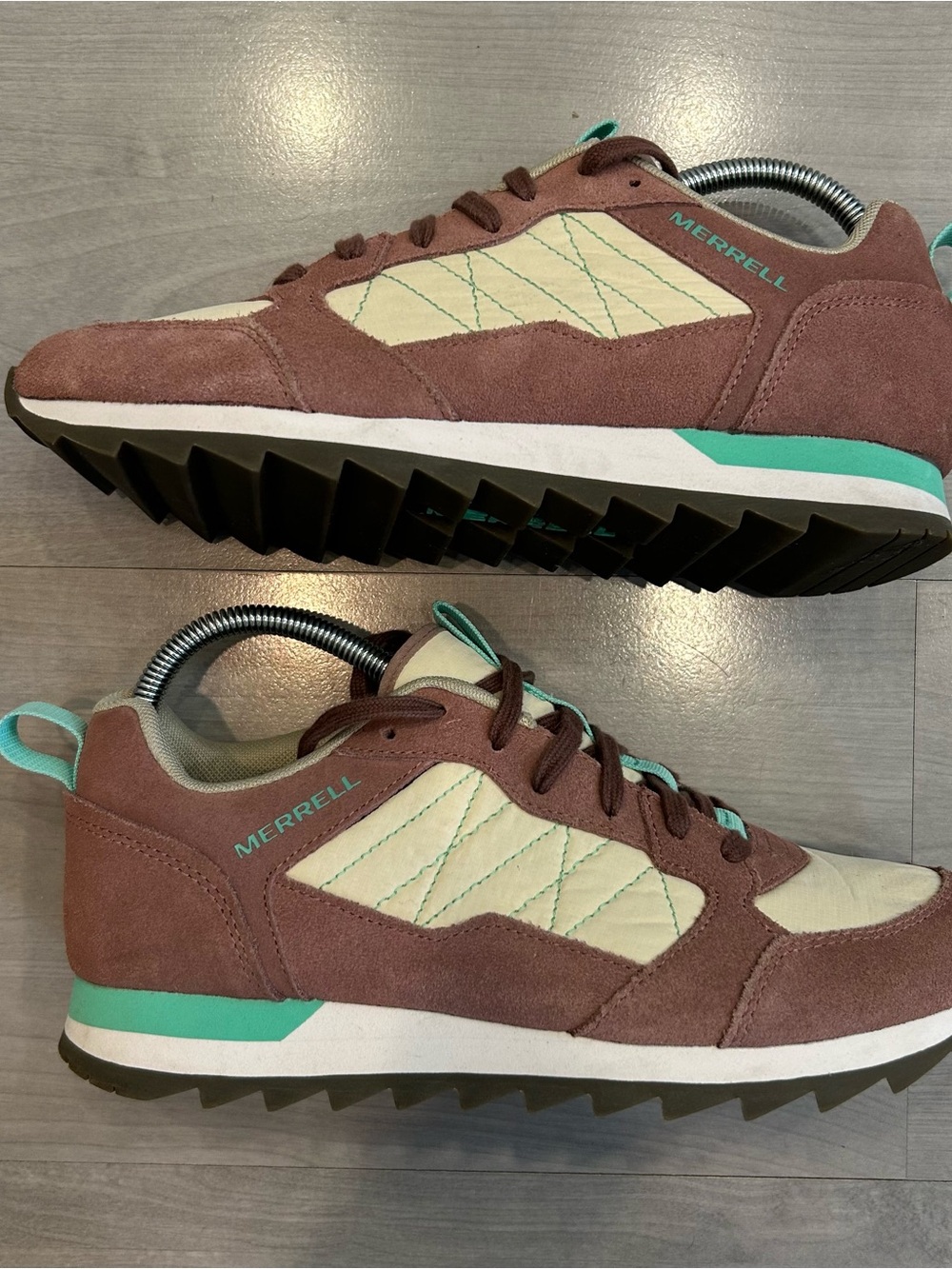 Merrell Womens Burlwood Performance Sneaker Size 9 Pink Mint Preppy NO INSOLES